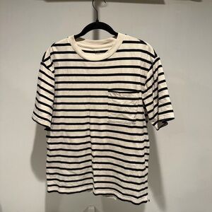 GAP Striped Pocket Tee – Cream/White & Black, Fits M/L